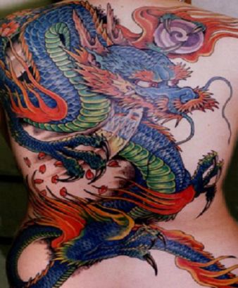 Chinese Dragon Pic Tattoos On Full Back 